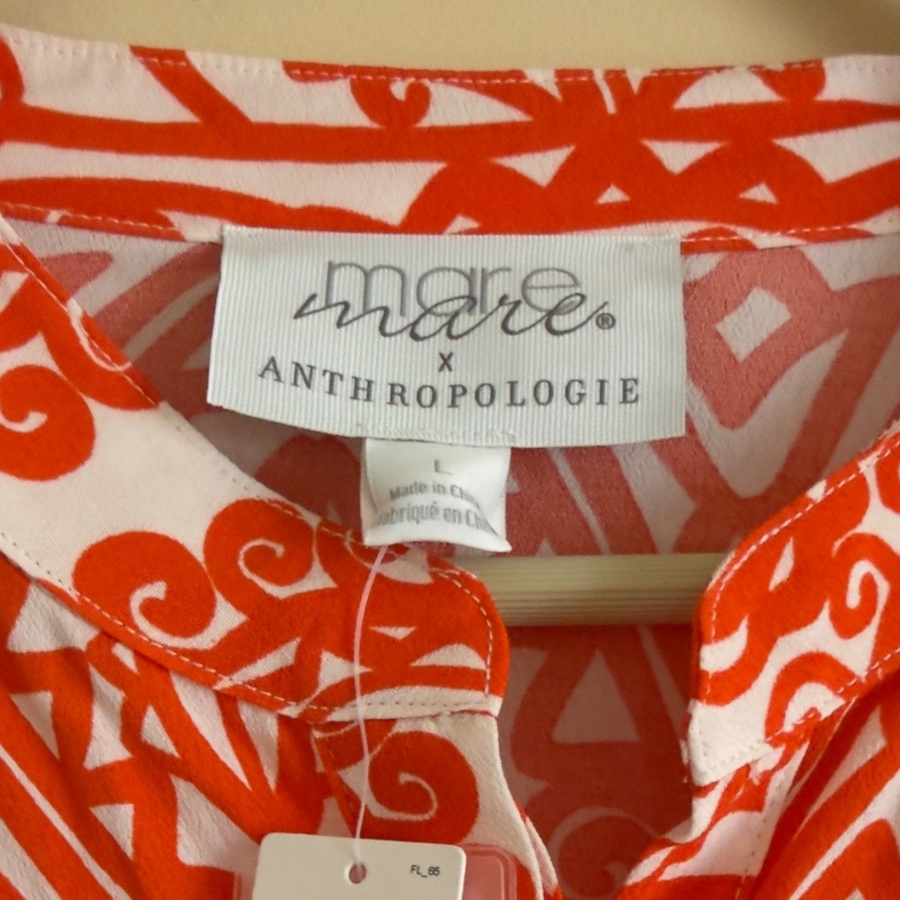 NWT Anthropologie Mare Mare Lynda Tiered Maxi Dress Red Orange Geometric Print L - Picture 10 of 14